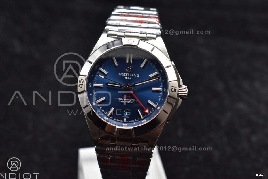 Best Factory Blue SS Bracelet GMT Breitling Dial Chronomat 40mm BLS 1:1 Automatic Edition On A2836 0508